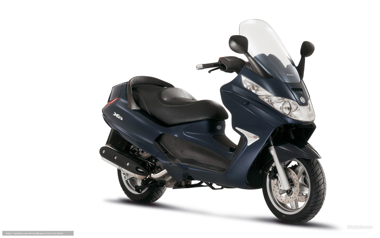 dark blue scooter with windscreen