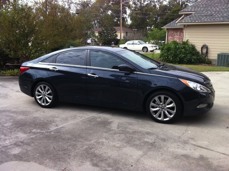 Dark Blue Sedan Car — Black