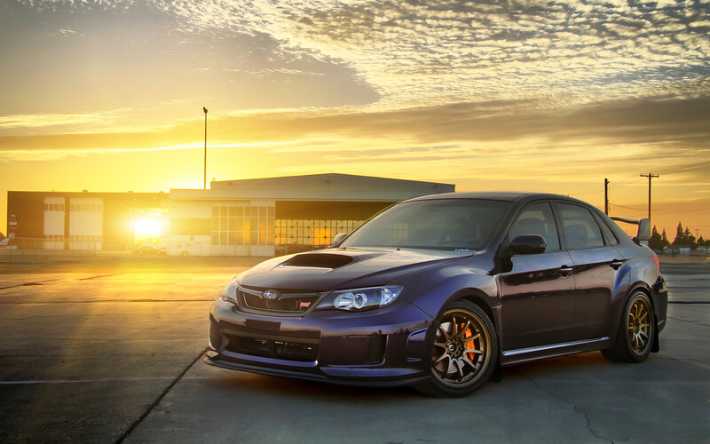 Dark Blue Sedan Car — Purple
