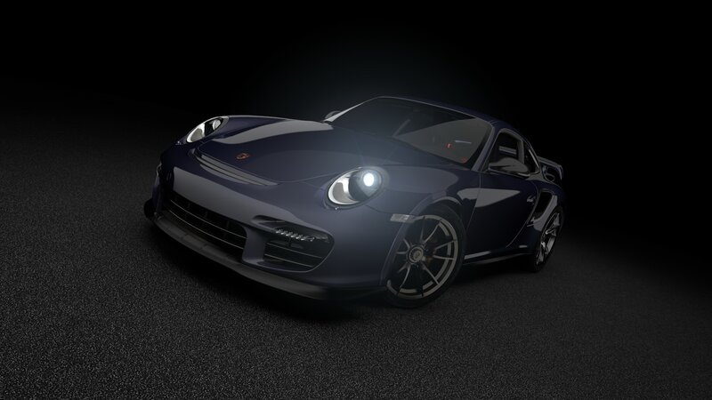 dark blue sports car