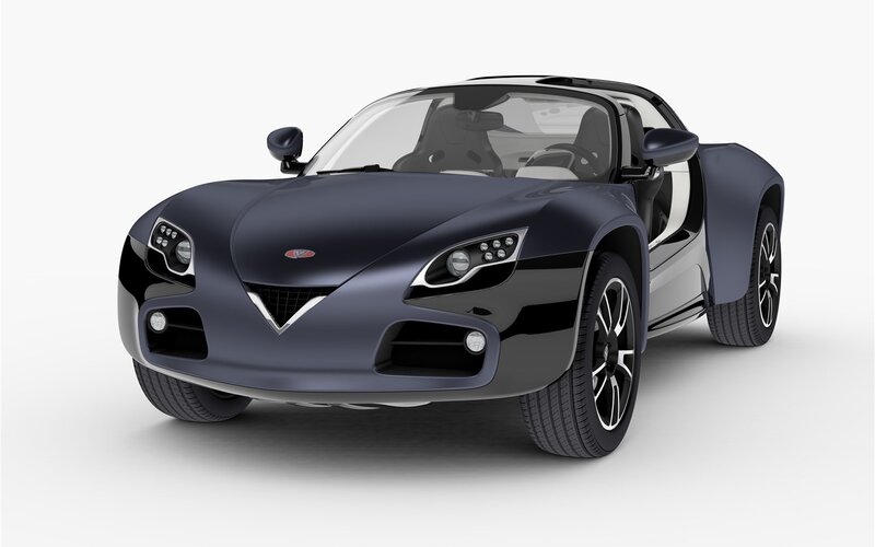 dark blue sports car