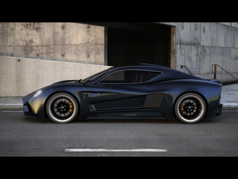 dark blue sports car