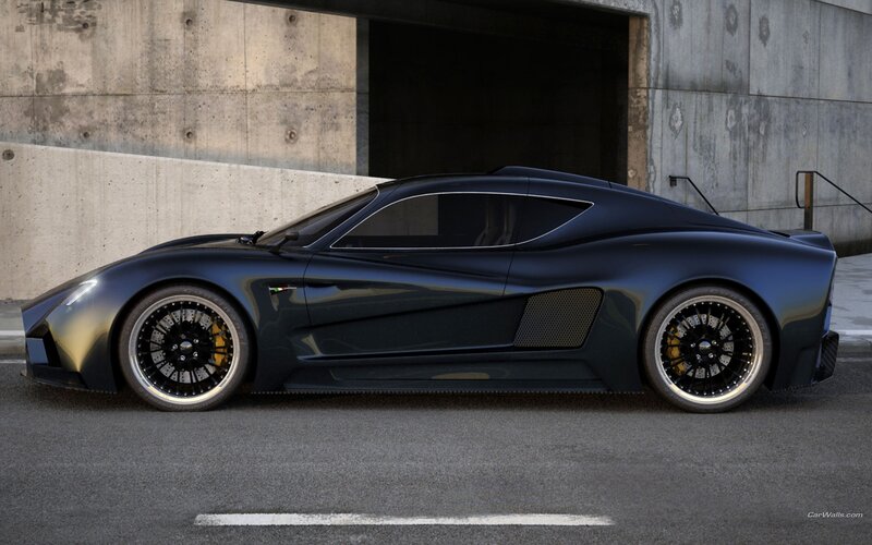 dark blue sports car