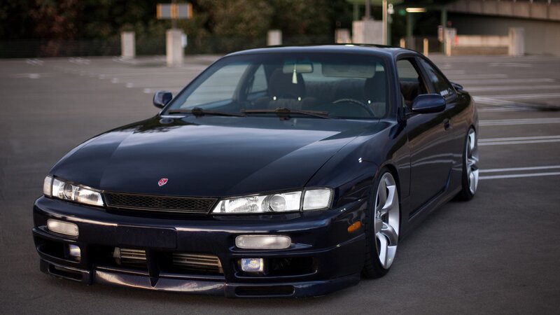 Dark Blue Sports Car — Black, Calm, Sunset