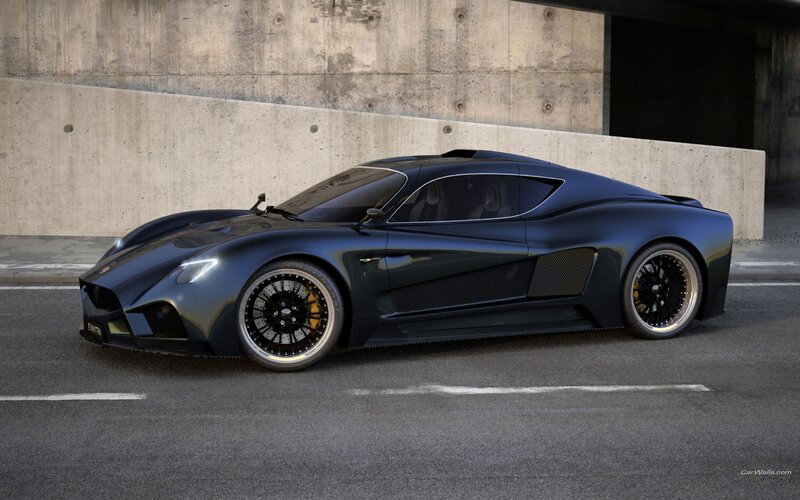 Dark Blue Sports Car — Black, Dramatic, Afternoon, 3d Render