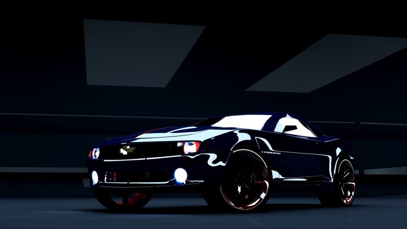 Dark Blue Sports Car — Black, Dramatic, Night, 3d Render
