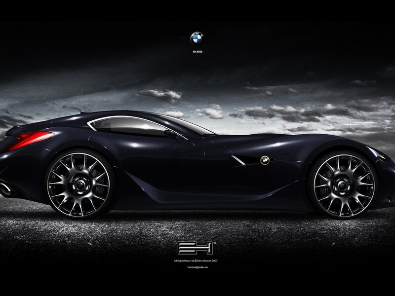 Dark Blue Sports Car — Black, Dramatic, Night, Digital Art, Cloudy Sky