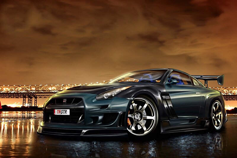 Dark Blue Sports Car — Black, Dramatic