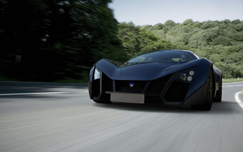 Dark Blue Sports Car — Black