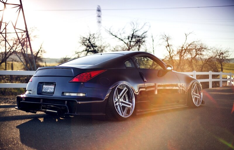Dark Blue Sports Car — Dramatic, Sunset