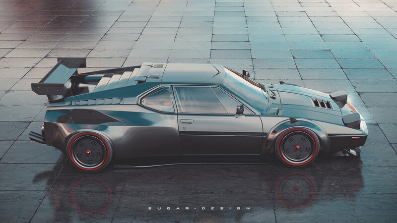 Dark Blue Sports Car — Gray, Dramatic, 3d Render