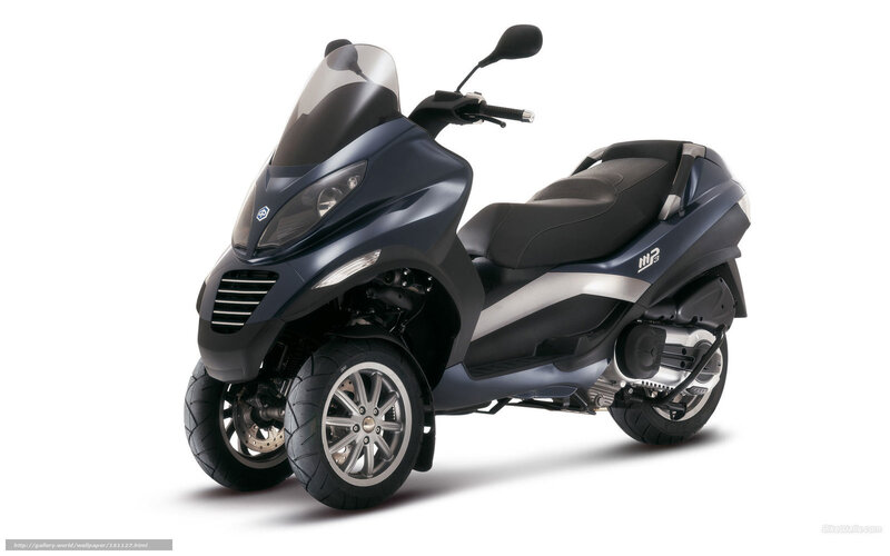 dark blue three-wheeled scooter