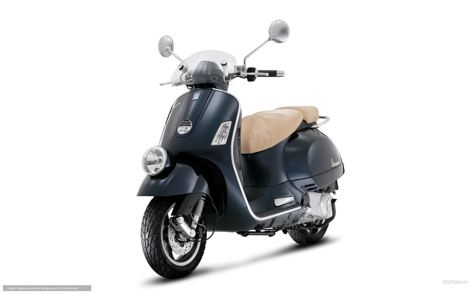 dark blue vespa scooter