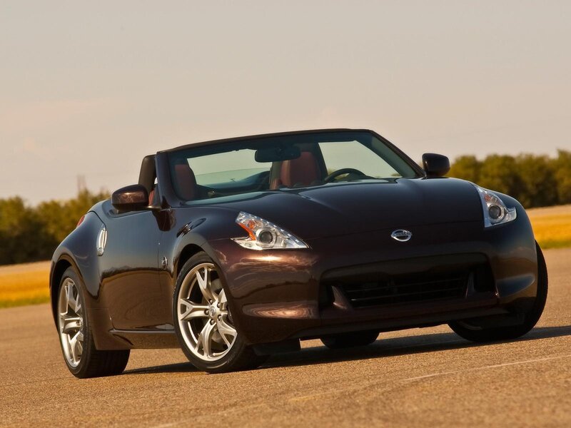 Dark brown Nissan 370Z convertible
