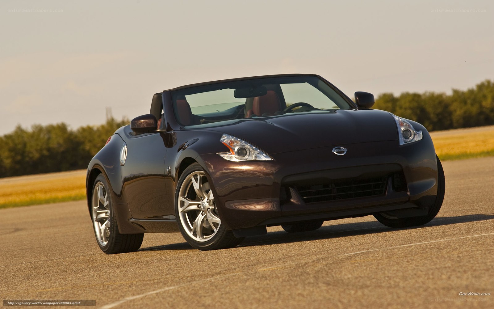 Dark brown Nissan 370Z convertible