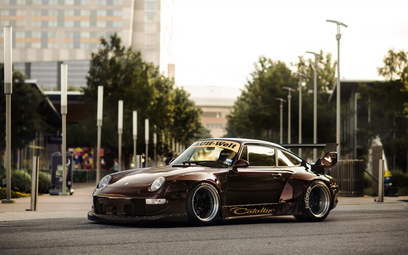 Dark brown Porsche sports car