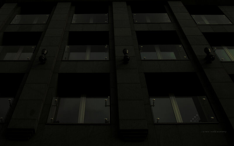 dark building facade at night