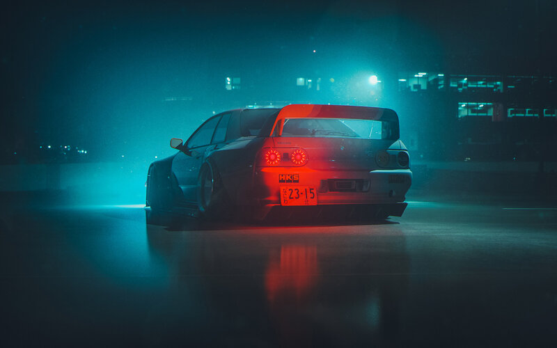Dark Car at Night — Blue