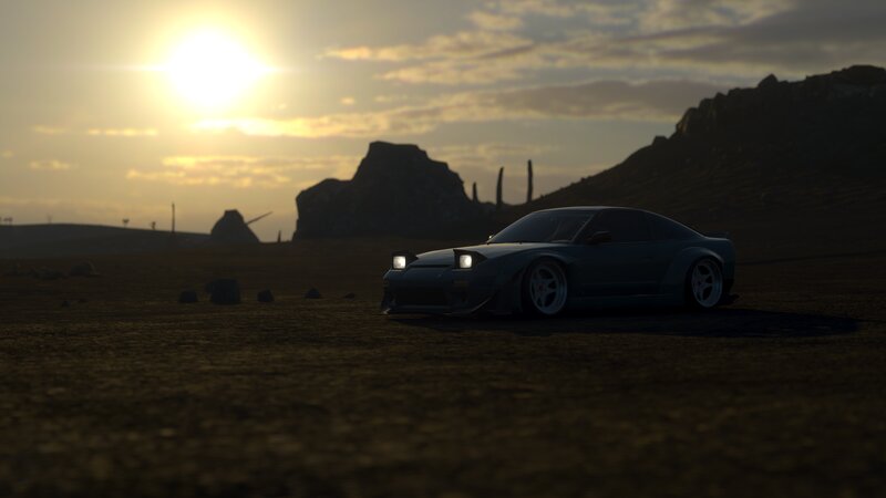 Dark Car in Desert