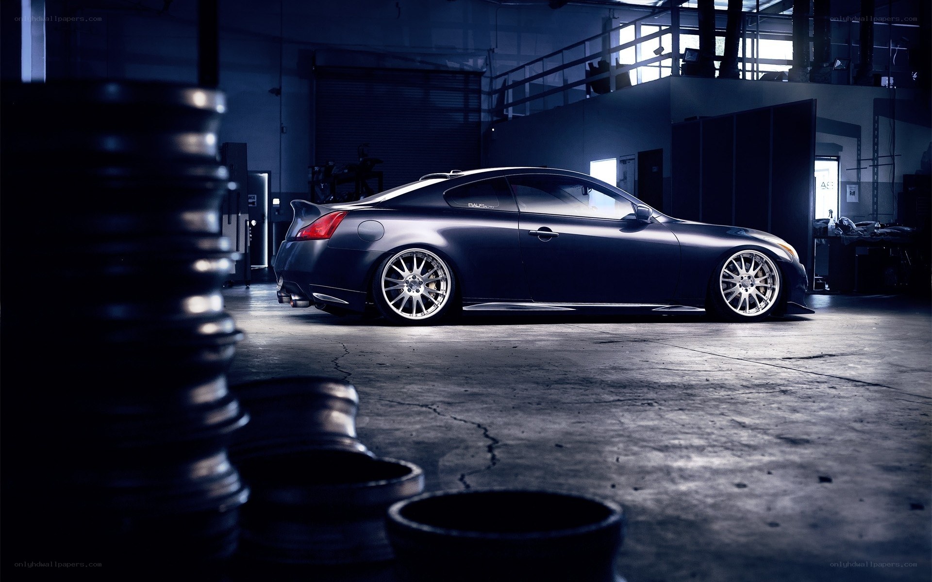 dark car in garage