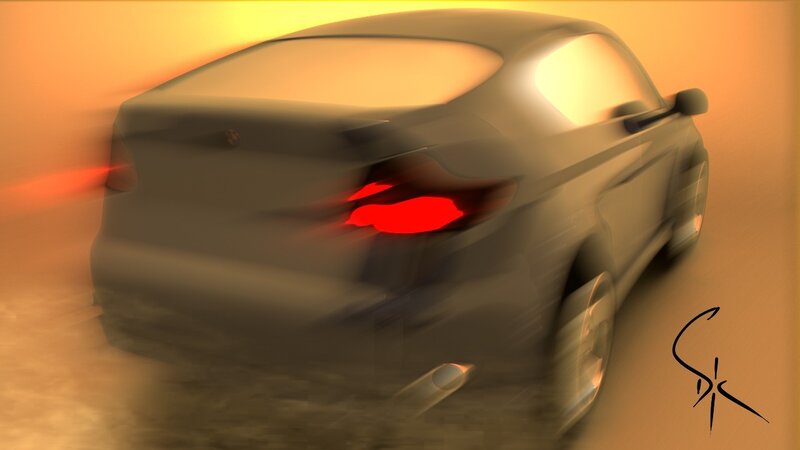 Dark Car in Motion