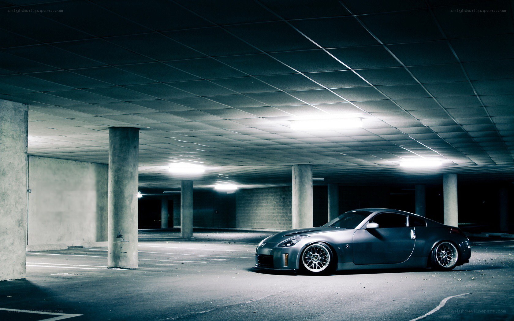Dark car in parking garage