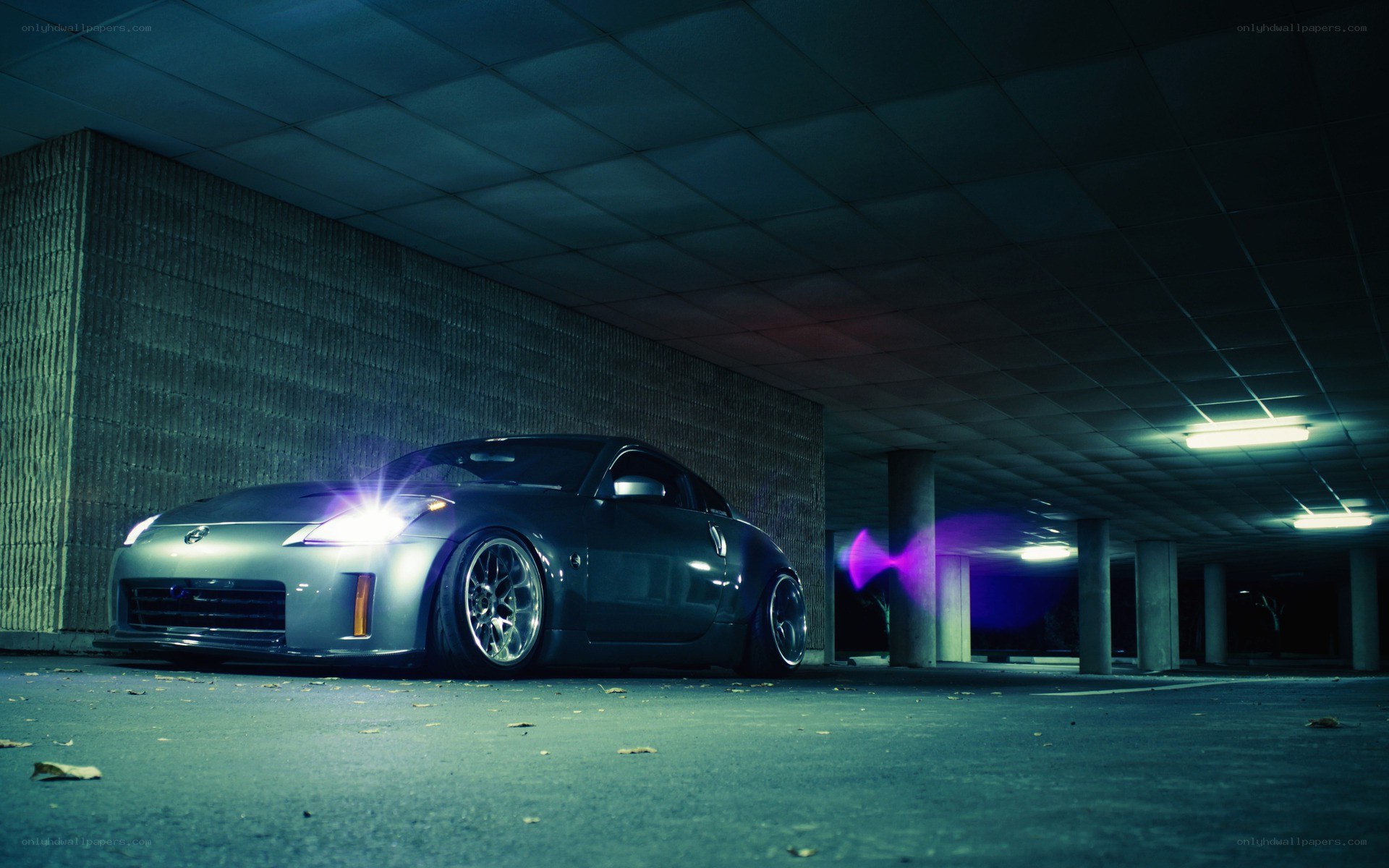 Dark car in underground garage