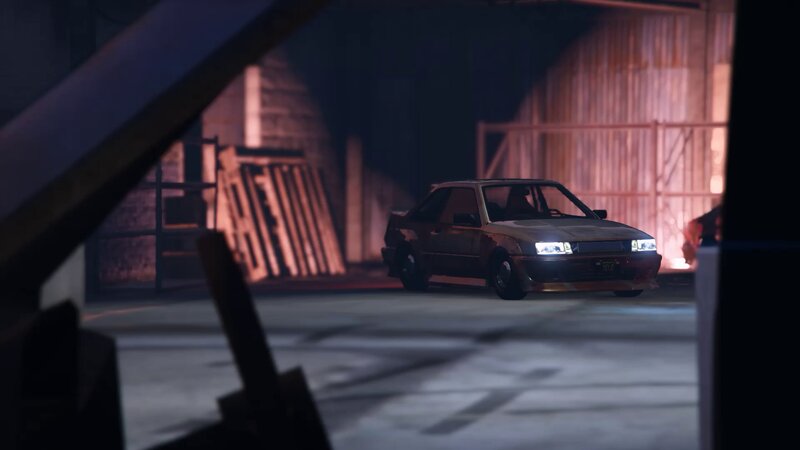 Dark Car in Warehouse