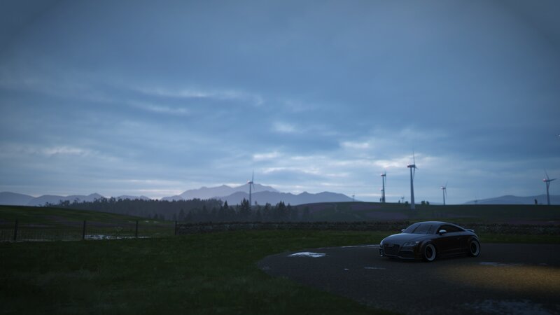 Dark Car on Road — Blue