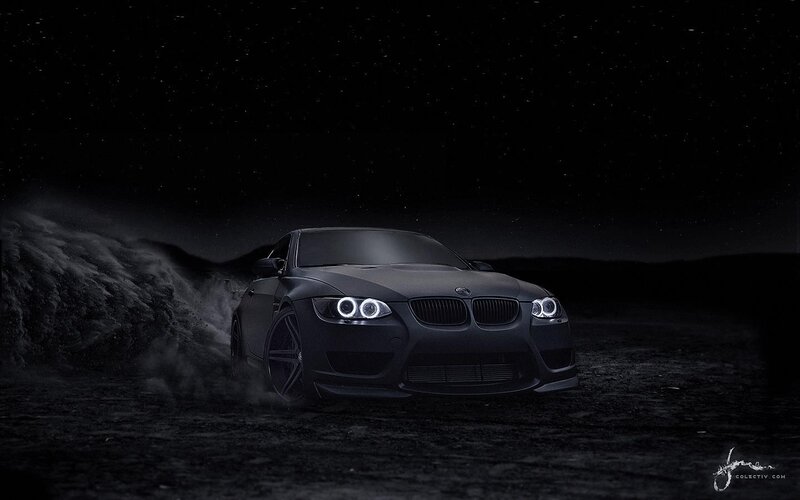 dark car under starry sky