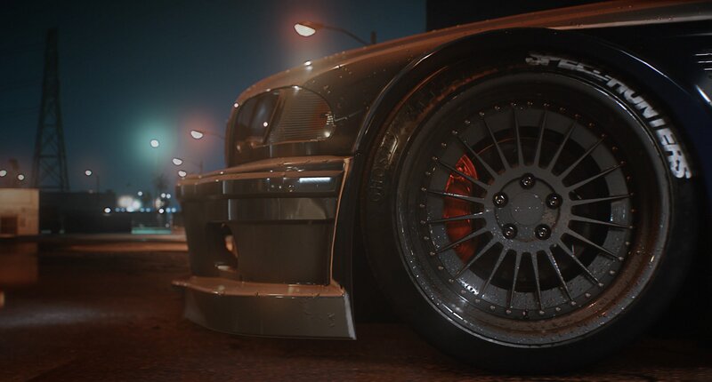 Dark Car Wheel at Night