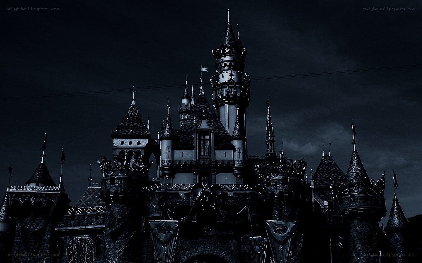 Dark castle at night