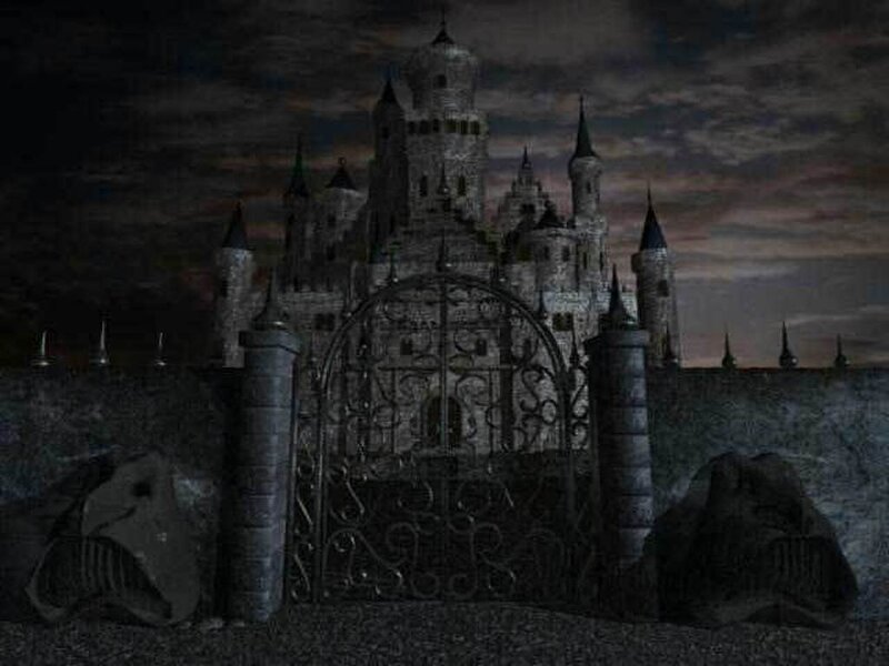 Dark castle at night