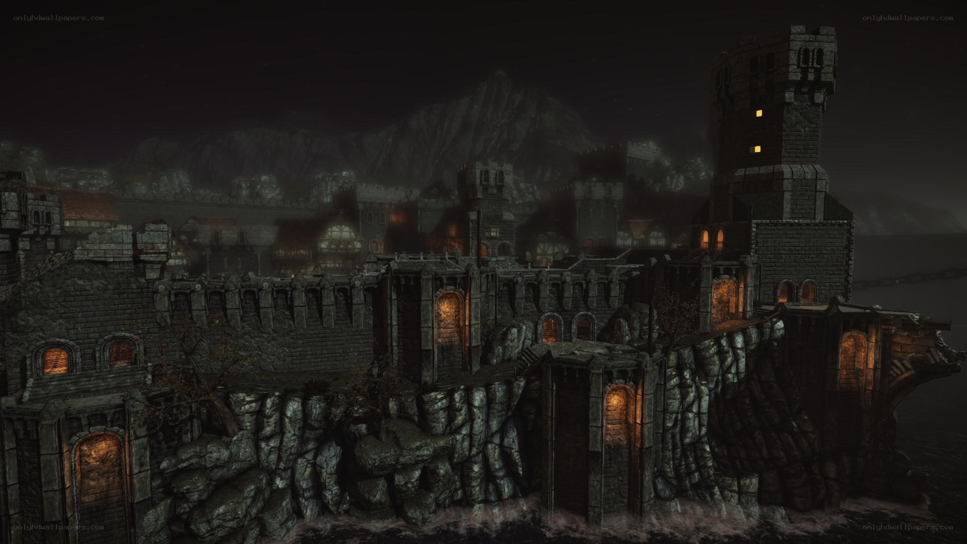 dark castle at night