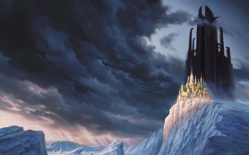 Dark castle on a cliff