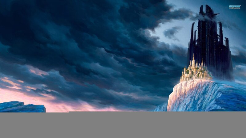 Dark castle on a cliff