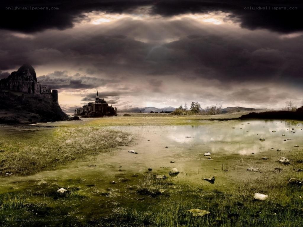 Dark castle on a moor