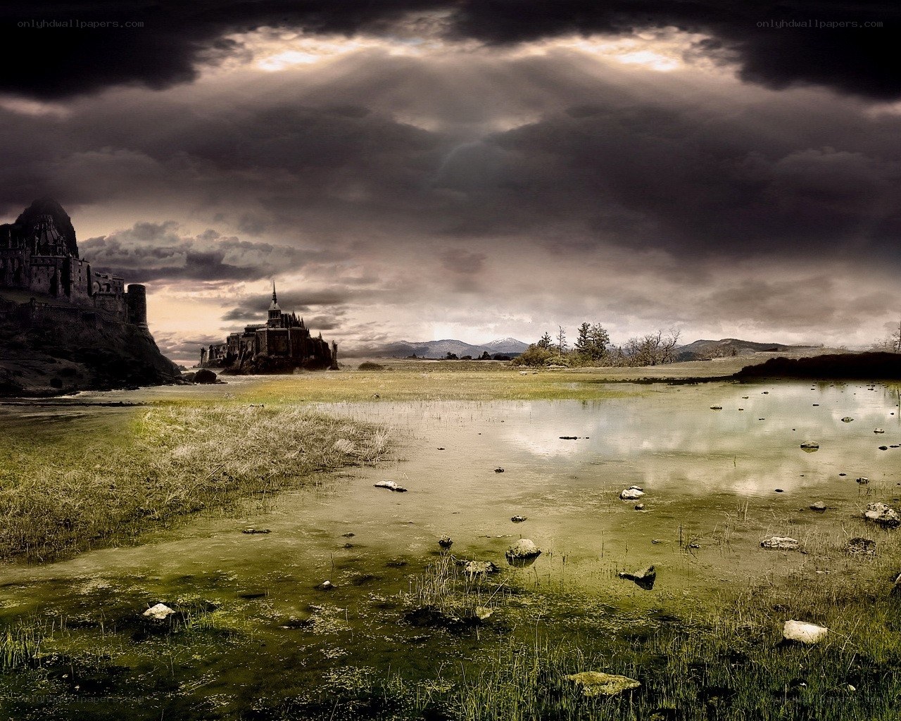 Dark castle on a moor