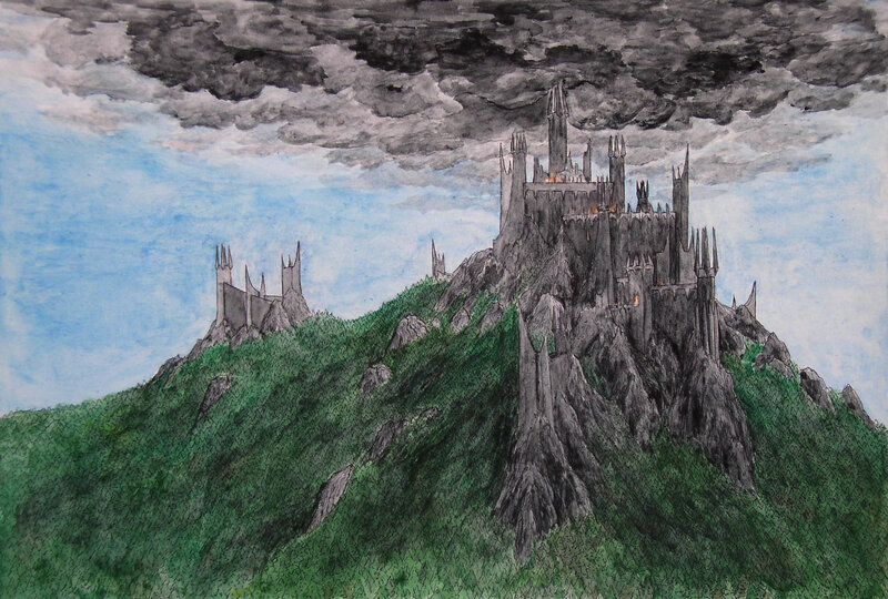 Dark castle on a mountain