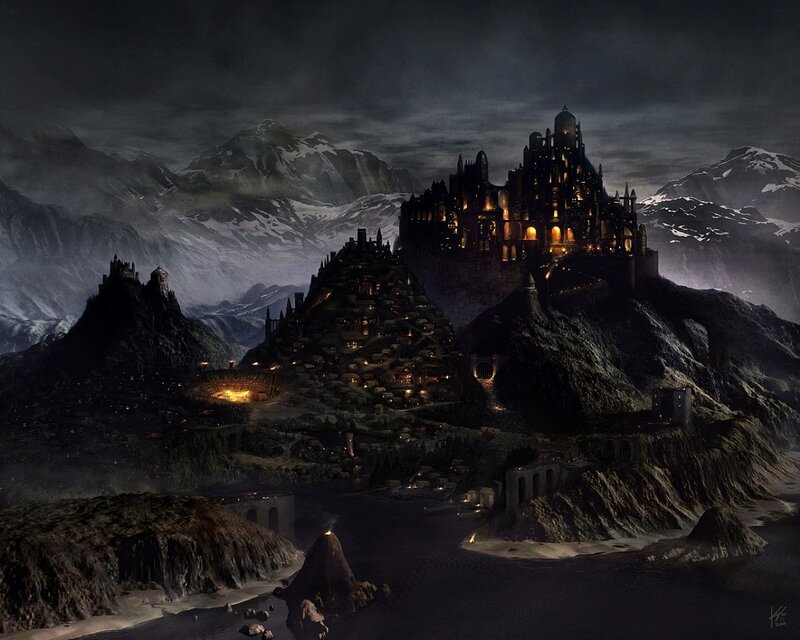 Dark castle on a mountain