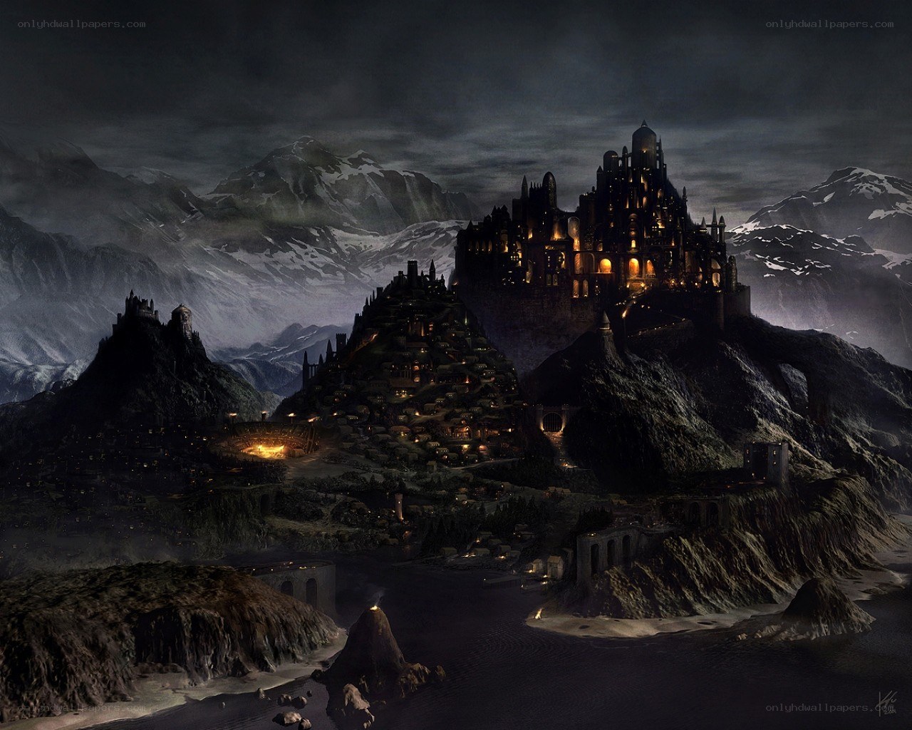 Dark castle on a mountain