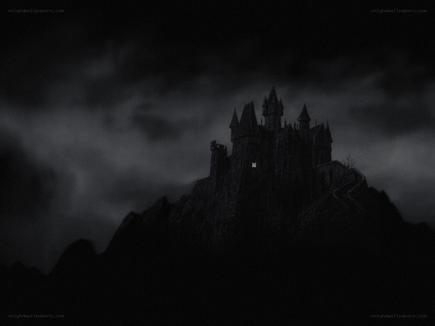 Dark castle on a mountain