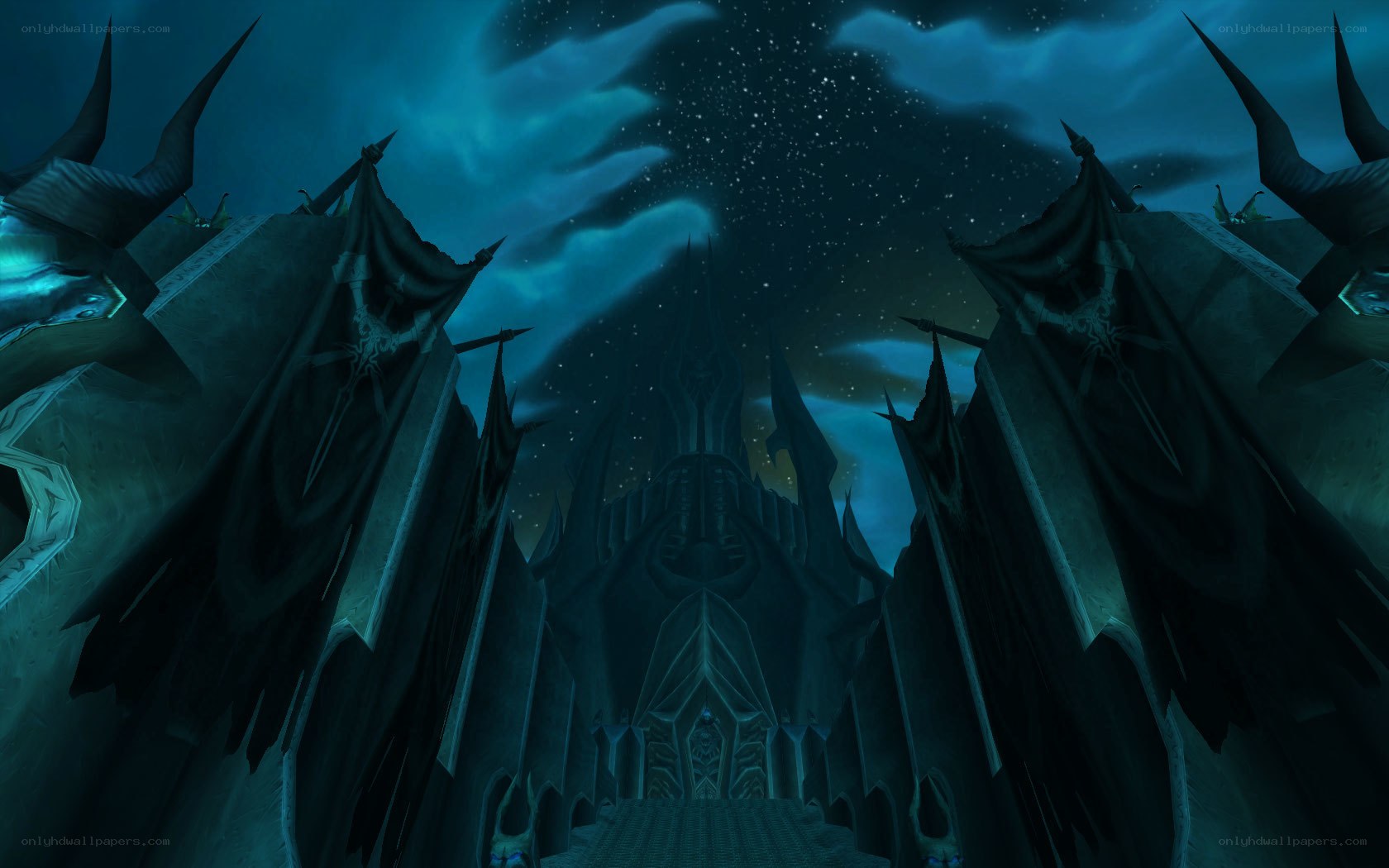 dark castle under starry sky