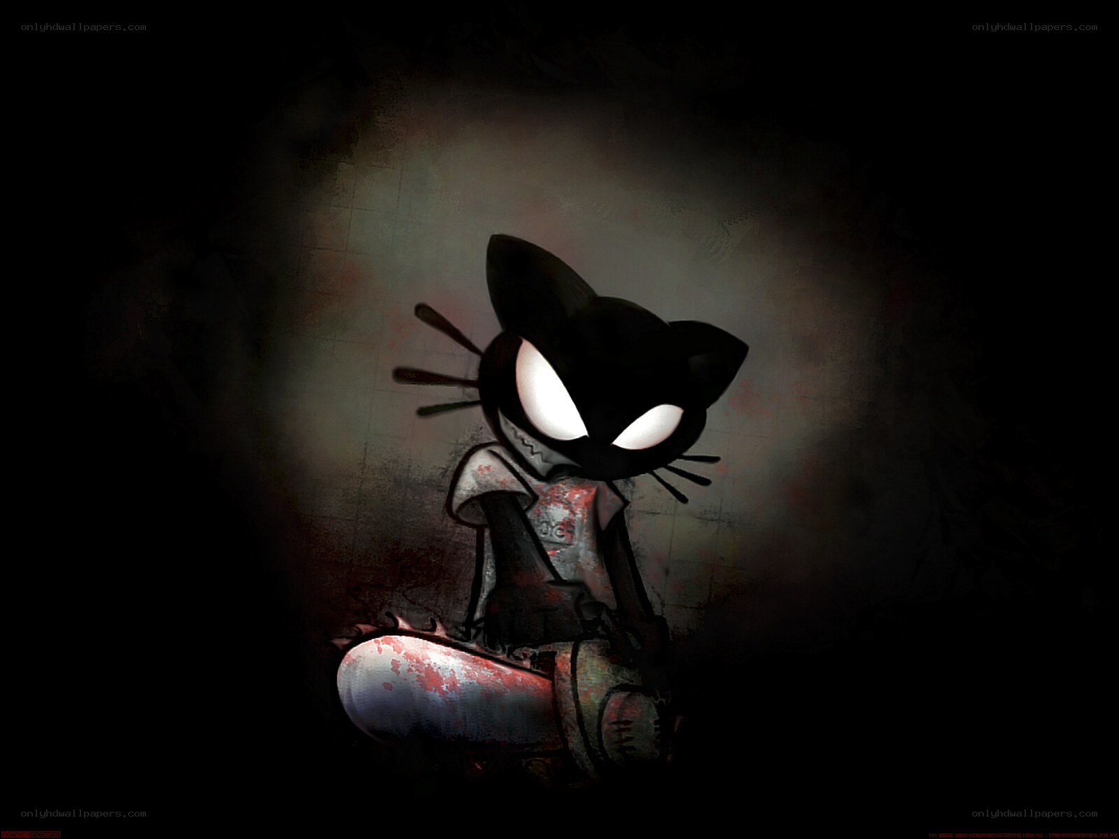 Dark cat character with glowing eyes