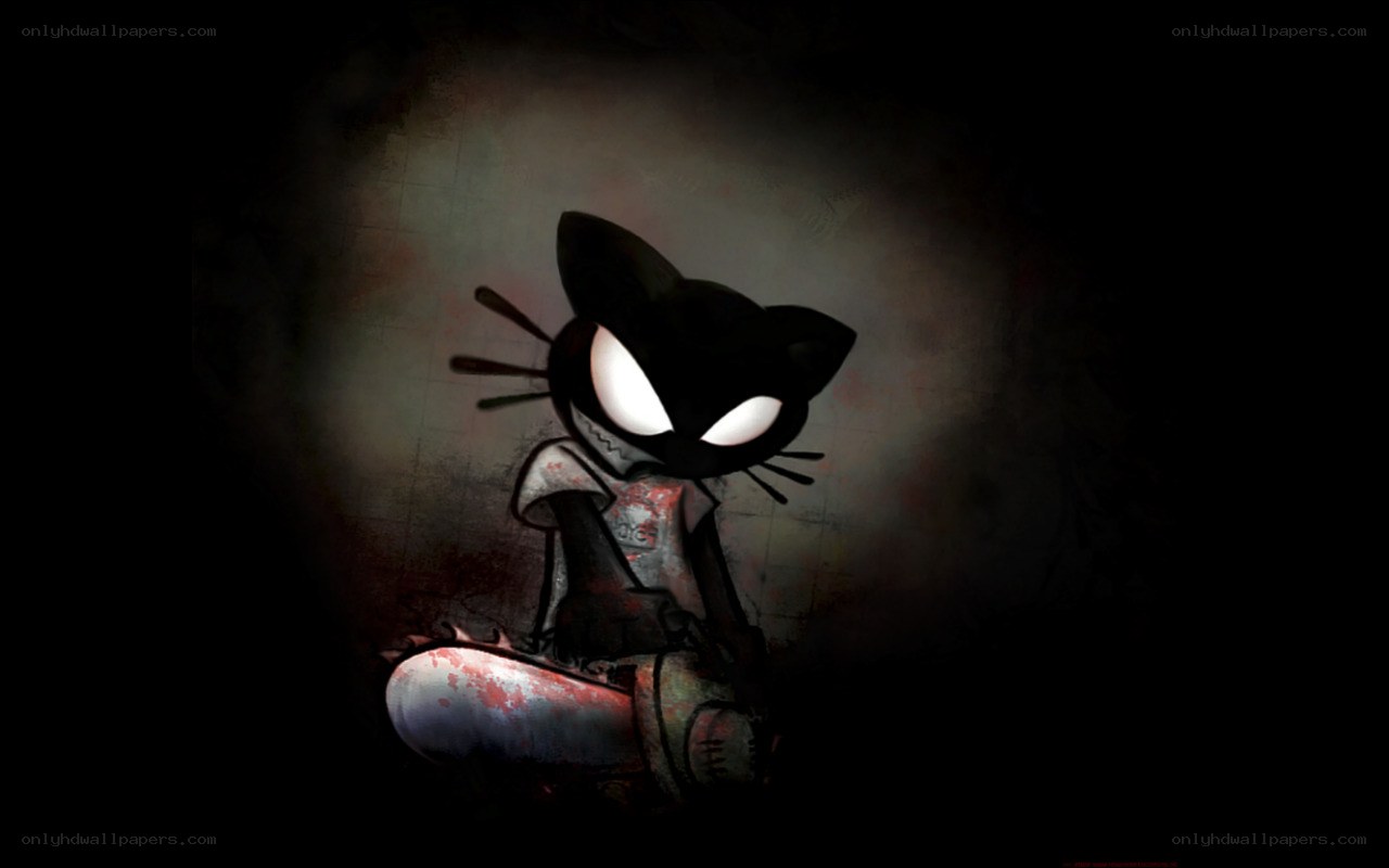 dark cat character with glowing eyes