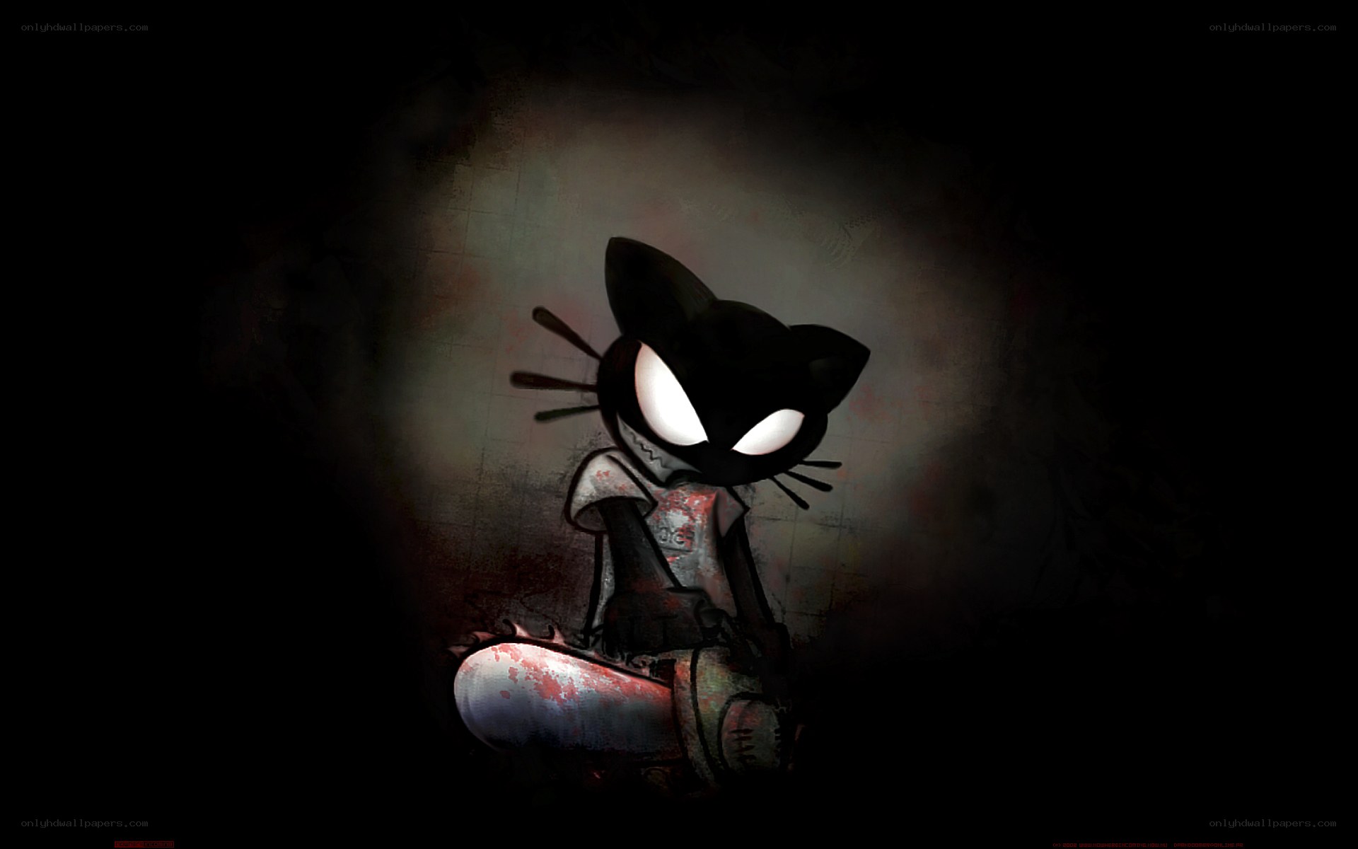 dark cat character with glowing eyes