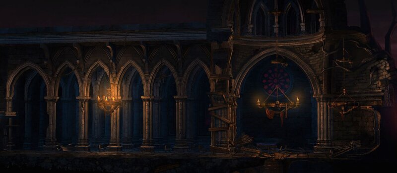 Dark cathedral interior