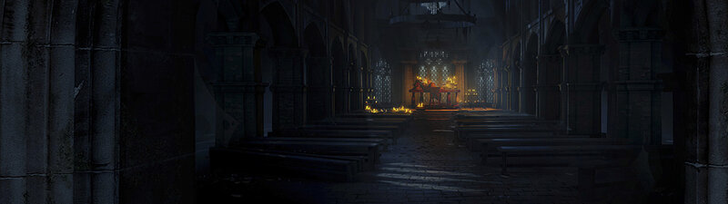 dark cathedral interior