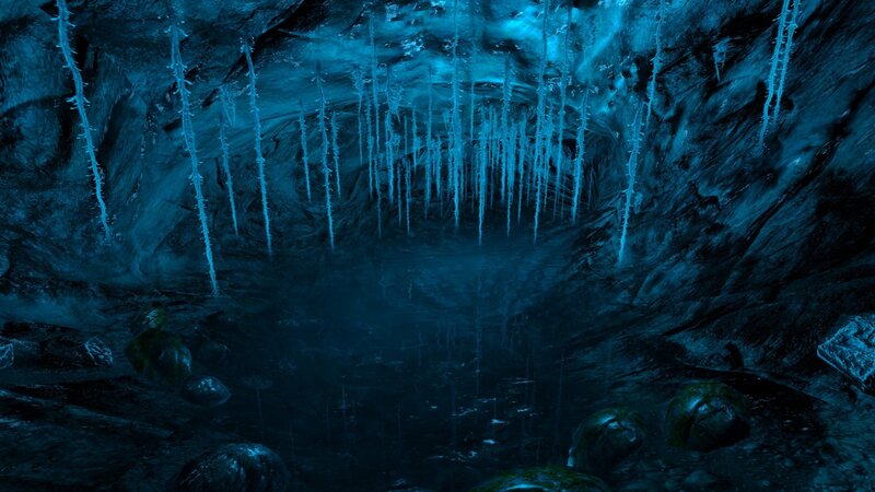 dark cave with icicles