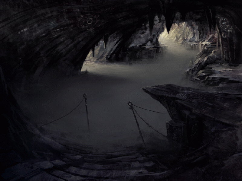 Dark Cave with Stairs